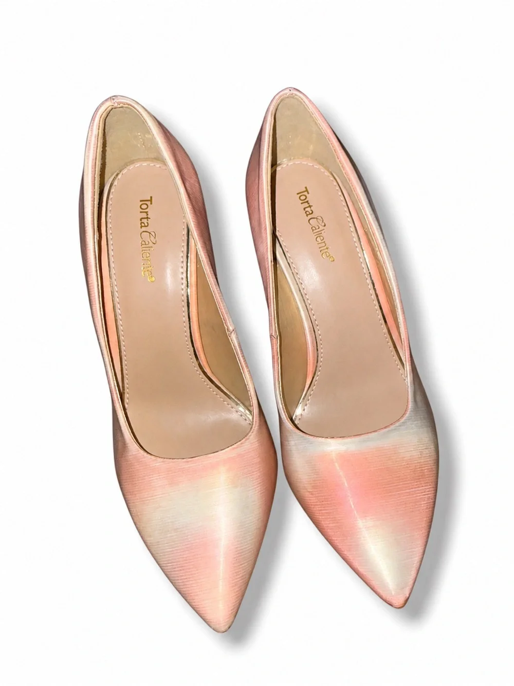 Torta Caliente Rose Gold Metallic Ombré Pointed Toe Stiletto Pumps 6W